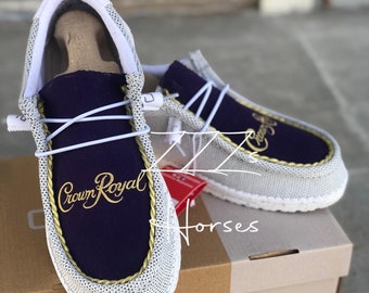 Custom crown royal shoes. Size 10. Men’s. Never been worn. Custom Green Crown Royal Apple Hey Dude Shoe - Men main image 4