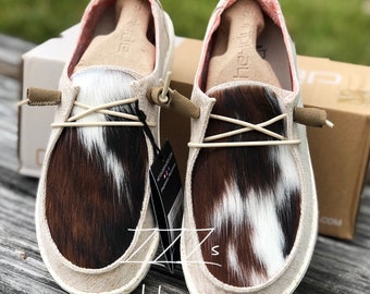 Customized Tricolor Cowhide Hey Dudes