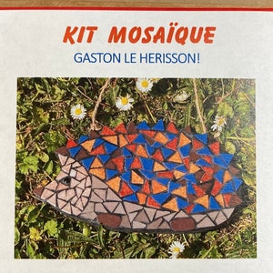 DIY hedgehog mosaic kit for children or adult beginners, artistic creative kit for holiday activity, Christmas gift idea for children and adults