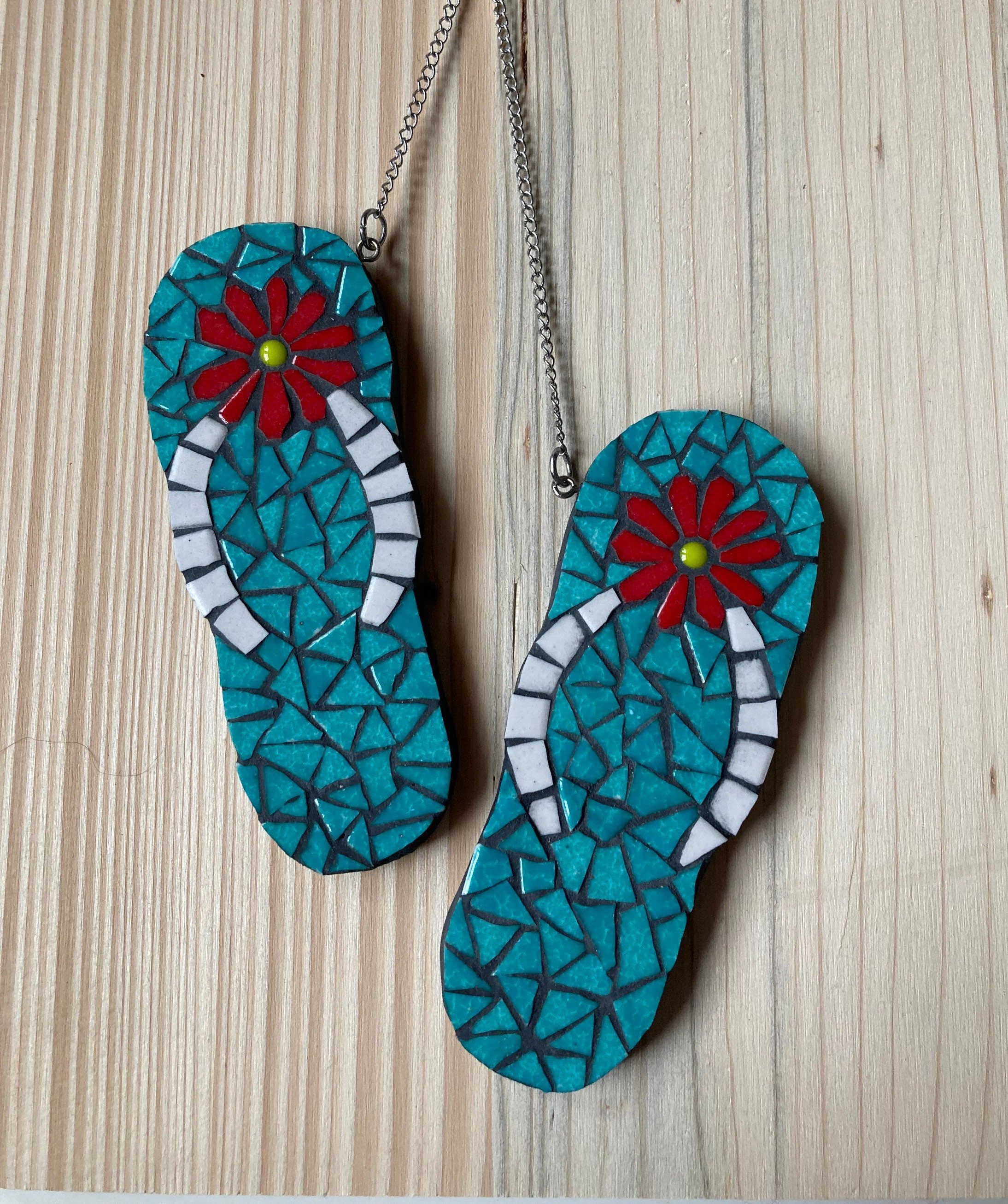 Tongs en Mosaïque, Décoration Mosaïque Murale, Bord de Mer, Mosaic Flip Flops, Idée Cadeau Noël