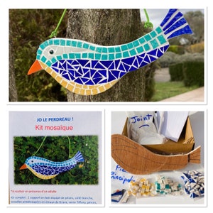 DIY bird mosaic kit, adult or child mosaic kit, holiday activity, beginner mosaic kit, creative and artistic bird kit