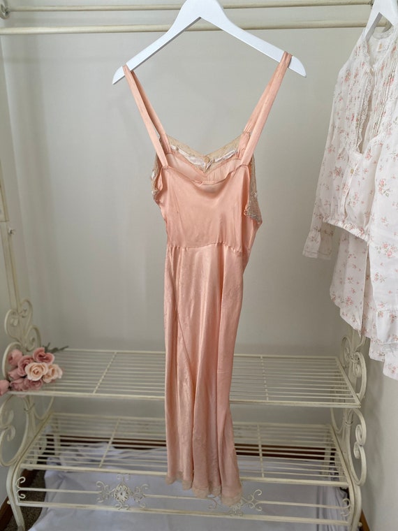 Edwardian Vintage Bronze Silk Slip -Size XS - image 4