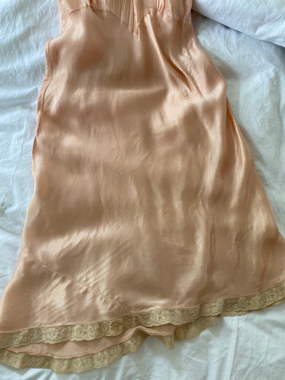 Edwardian Vintage Bronze Silk Slip -Size XS - image 6