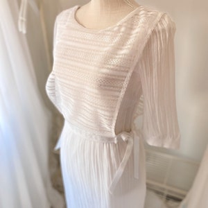 Vintage 70’s Byer Too Gauze Ribbon Tie Side Dress- Shabbychic Spring Bride Wedding Angel
