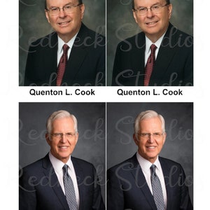 LDS First Presidency memorization cards. LDS updated First Presidency photos. Quenton L Cook, D Todd Christofferson