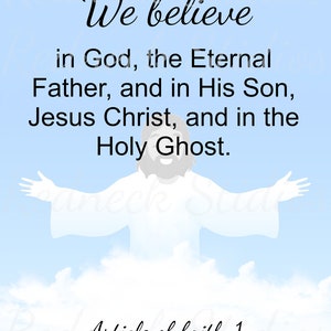 LDS 13 Articles of Faith Memorization Cards
