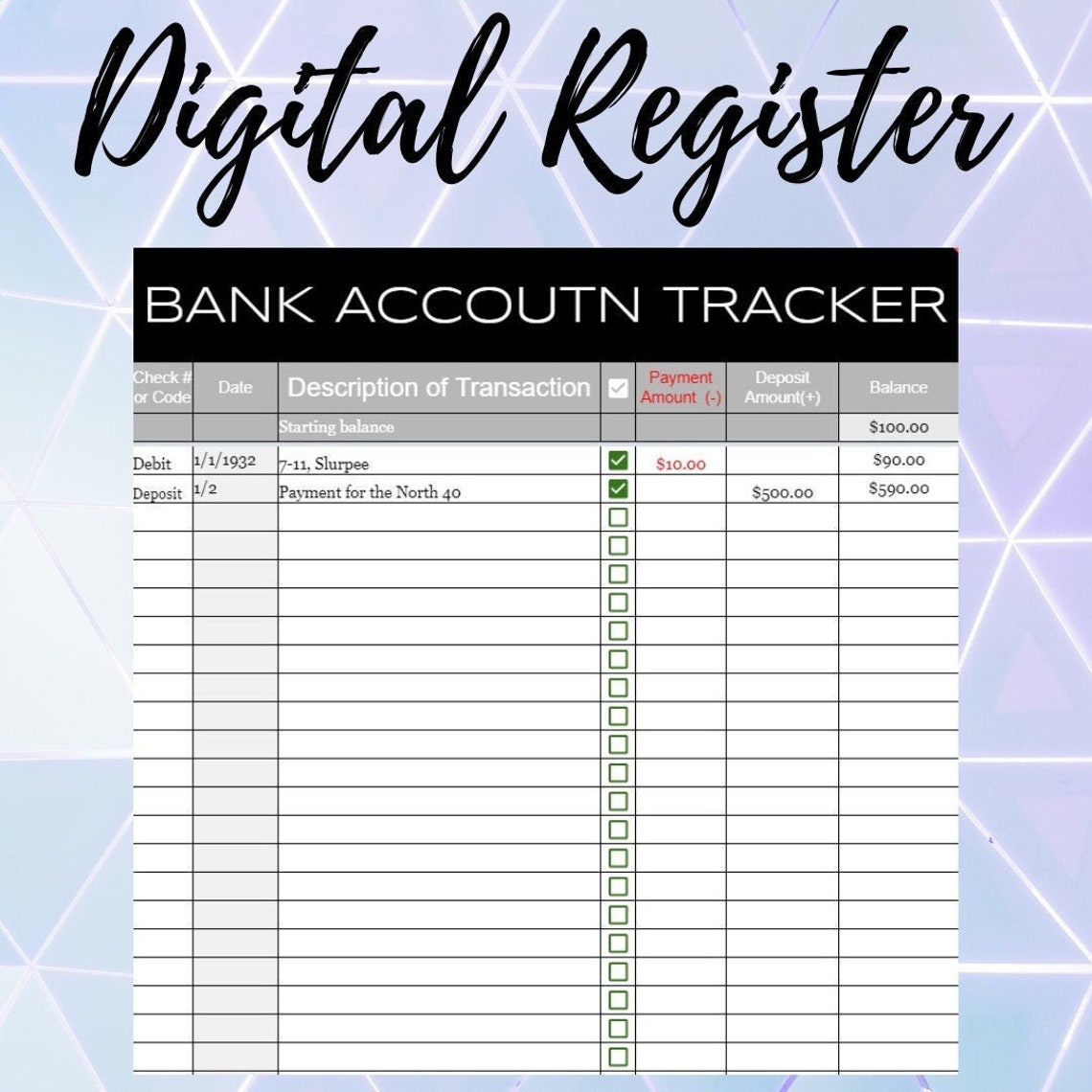 bank account tracker printable bank account tracker printable