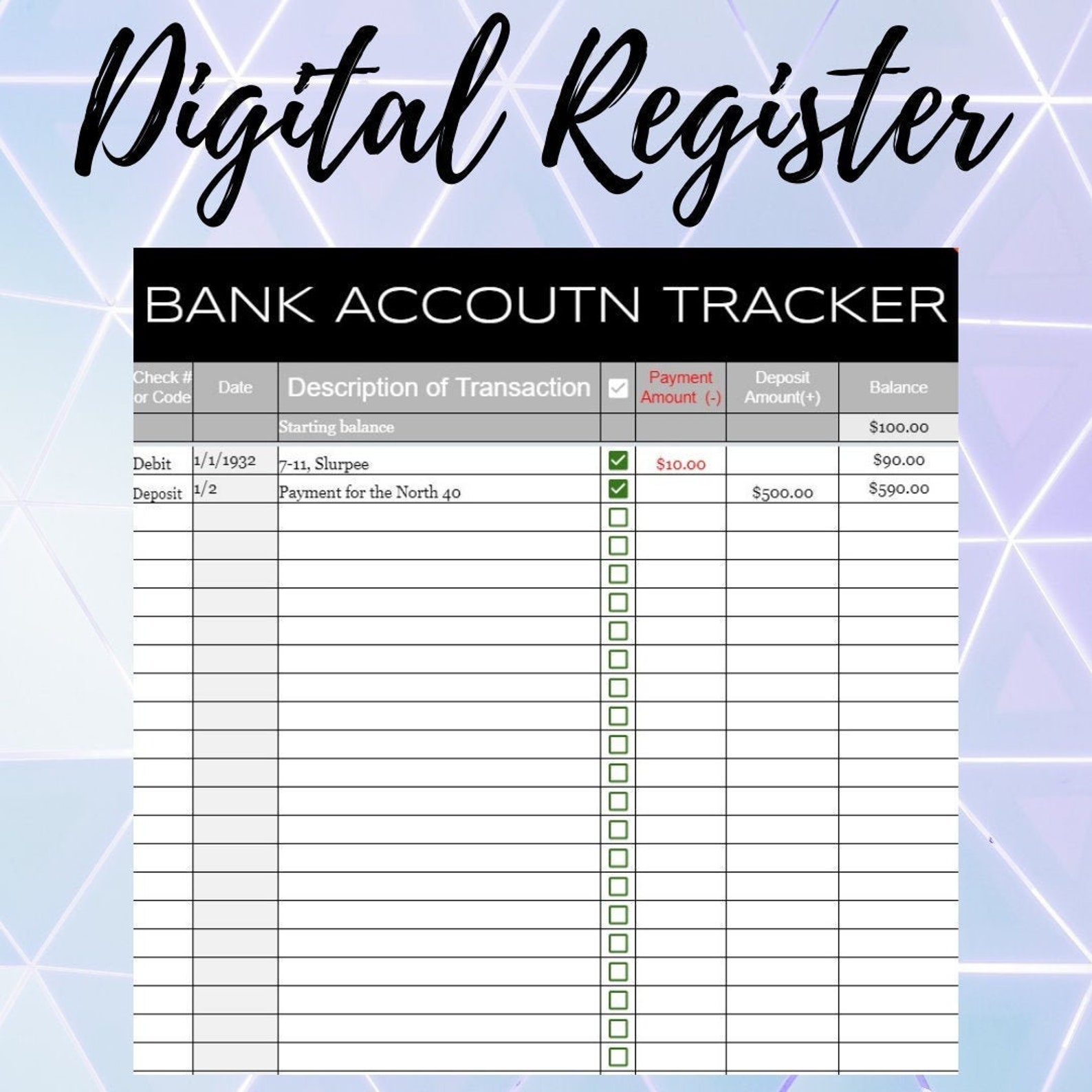 Printable Financial Transaction Tracker for Multiple Users - Digital ...