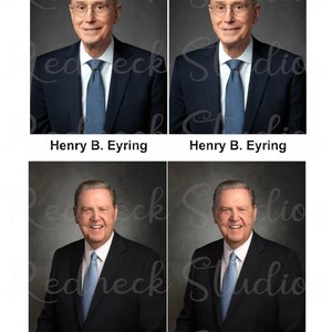 LDS First Presidency memorization cards. LDS updated First Presidency photos. Henry B Eyring, Jeffrey R Holland