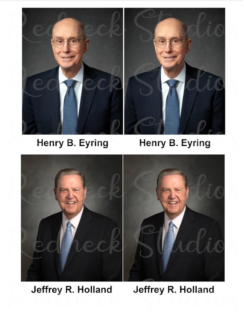 LDS First Presidency memorization cards. LDS updated First Presidency photos. Henry B Eyring, Jeffrey R Holland