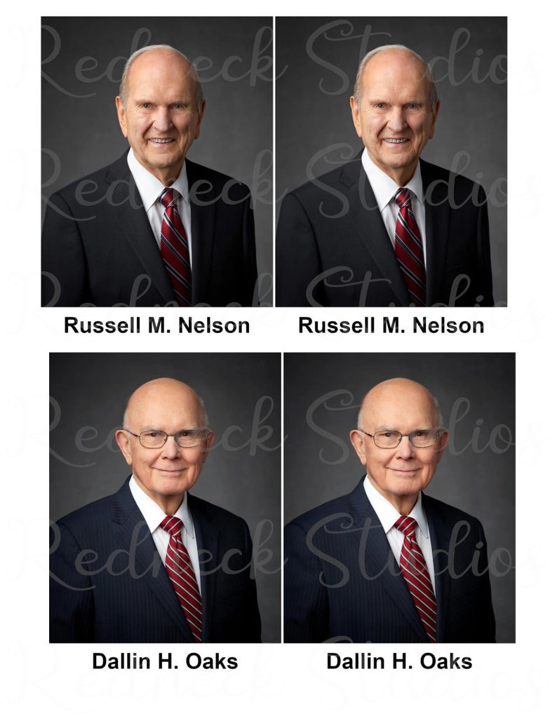 LDS First Presidency memorization cards. LDS updated First Presidency photos. Russel M Nelson, Dallin H Oaks