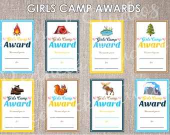 Cute Girls Camp Awards for Young Women| Fill in the Blank Awards | Camp Theme