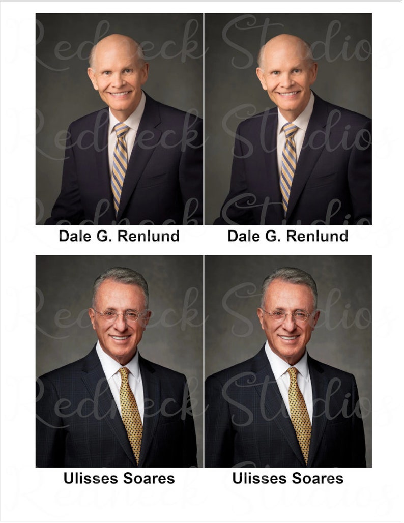 LDS First Presidency memorization cards. LDS updated First Presidency photos. Dale G Renlund, Ulisses Soares