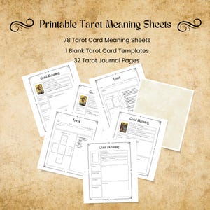 Learn Tarot with Tarot Card Meanings Workbook and Tarot Journal Sheets Plus Free Tarot Stickers & Moon Phase Stickers - Digital Download PDF