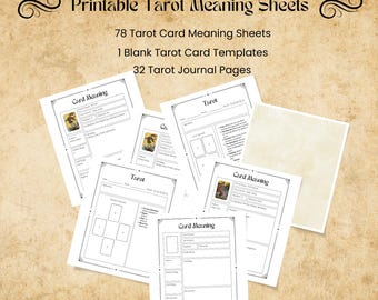 Tarot lernen mit Tarot Karten Bedeutungen Arbeitsbuch und Tarot Journal Blättern plus kostenlose Tarot Aufkleber & Mondphasen Aufkleber - Digitaler Download PDF