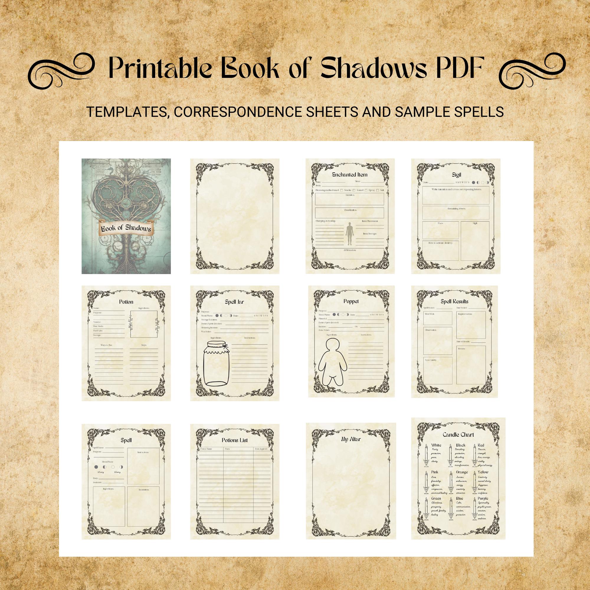 Book of Shadows PDF Blank Printable Grimoire Pages for Beginners ...
