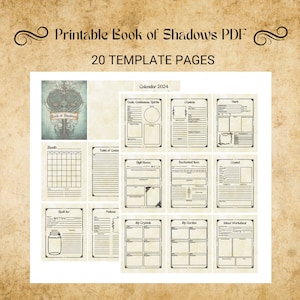 Book of Shadows PDF Blank Digital Grimoire Pages for Beginner Witch Printable PDF Witchy Planner Goodnotes US Letter