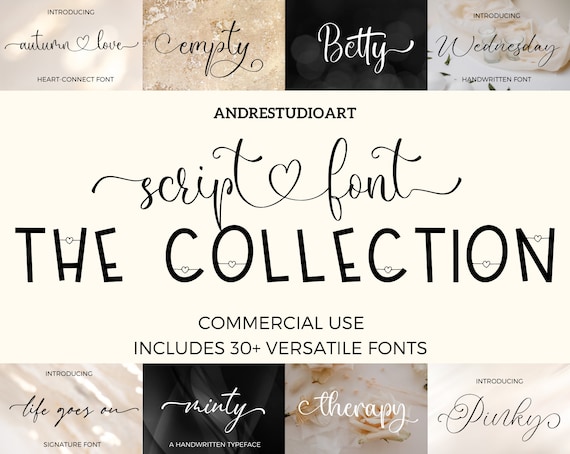 Script Font Bundle 30 Handwritten Font With Tails Wedding - Etsy Canada