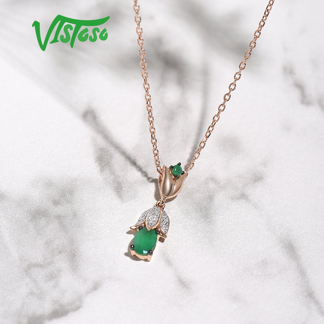 VISTOSO JEWELRY Solitaire Genuine Green Emerald Pendant Etsy