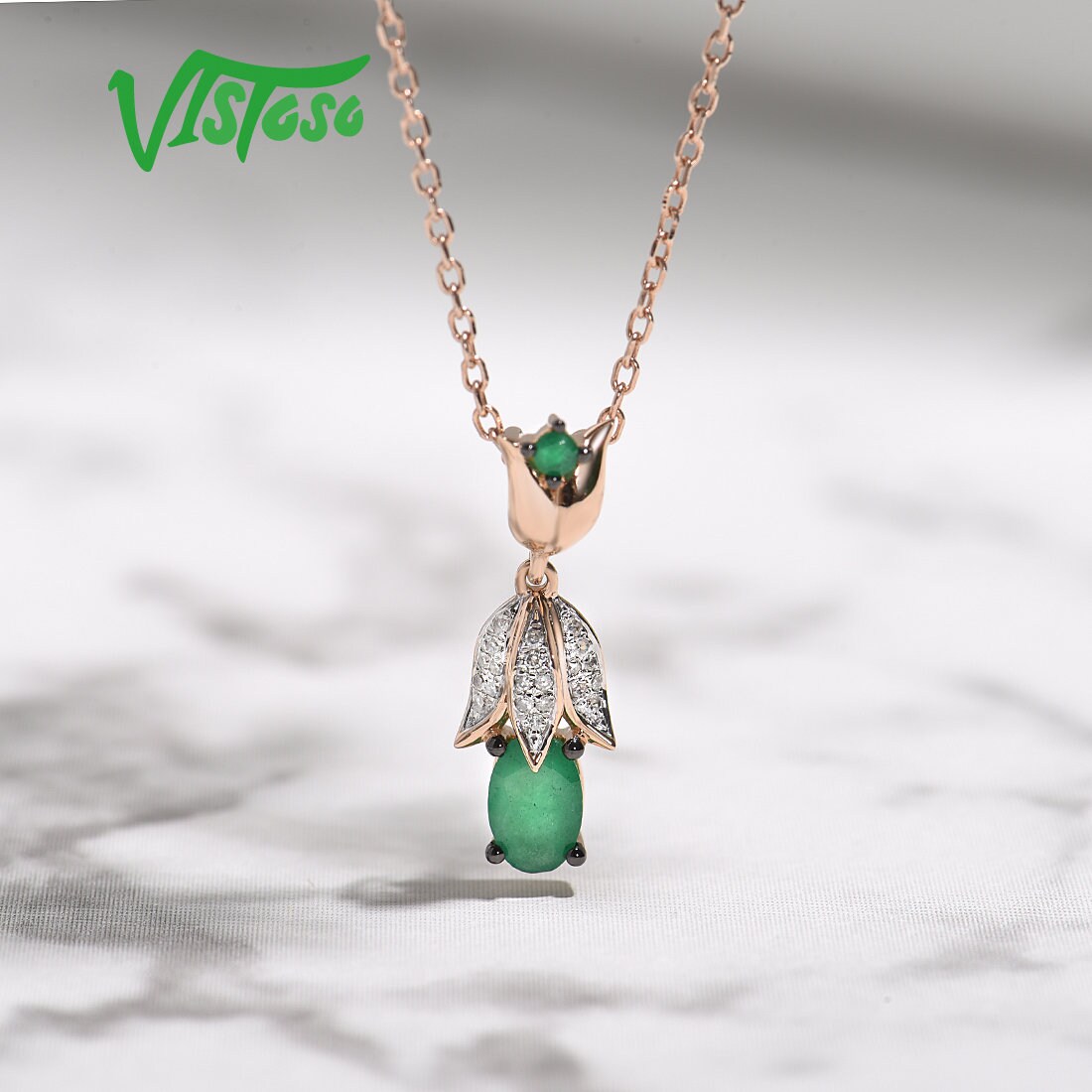 VISTOSO JEWELRY Solitaire Genuine Green Emerald Pendant Etsy