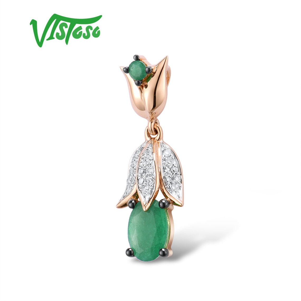 VISTOSO JEWELRY Solitaire Genuine Green Emerald Pendant Etsy