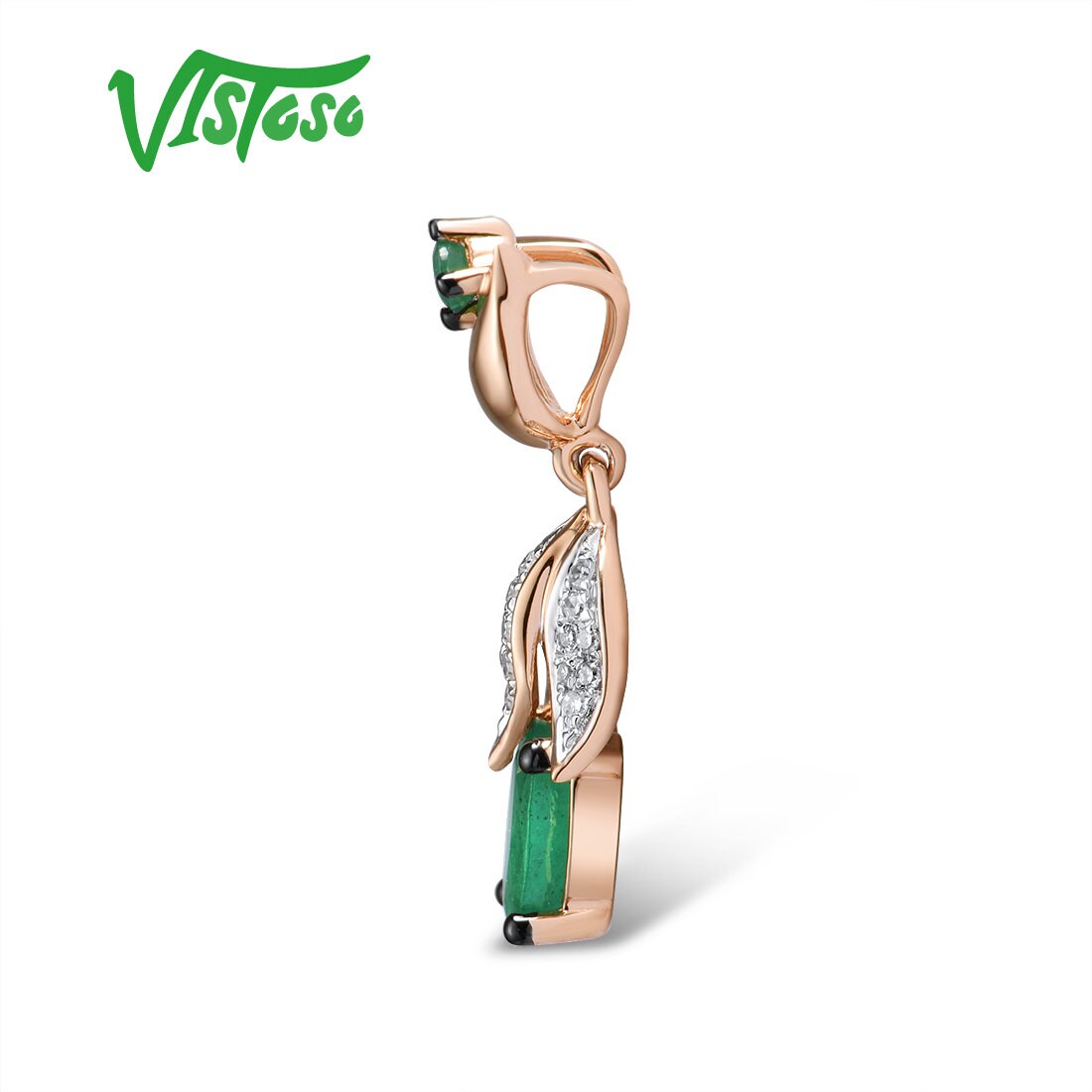 VISTOSO JEWELRY Solitaire Genuine Green Emerald Pendant Etsy