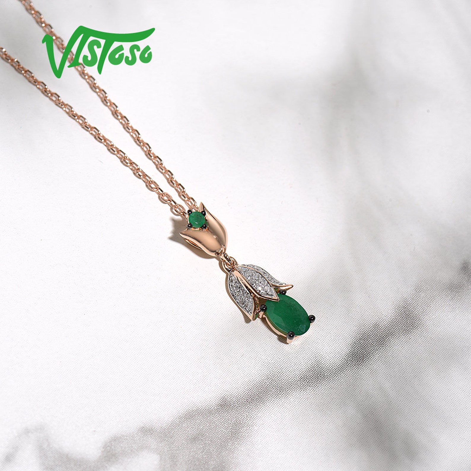 VISTOSO JEWELRY Solitaire Genuine Green Emerald Pendant Etsy