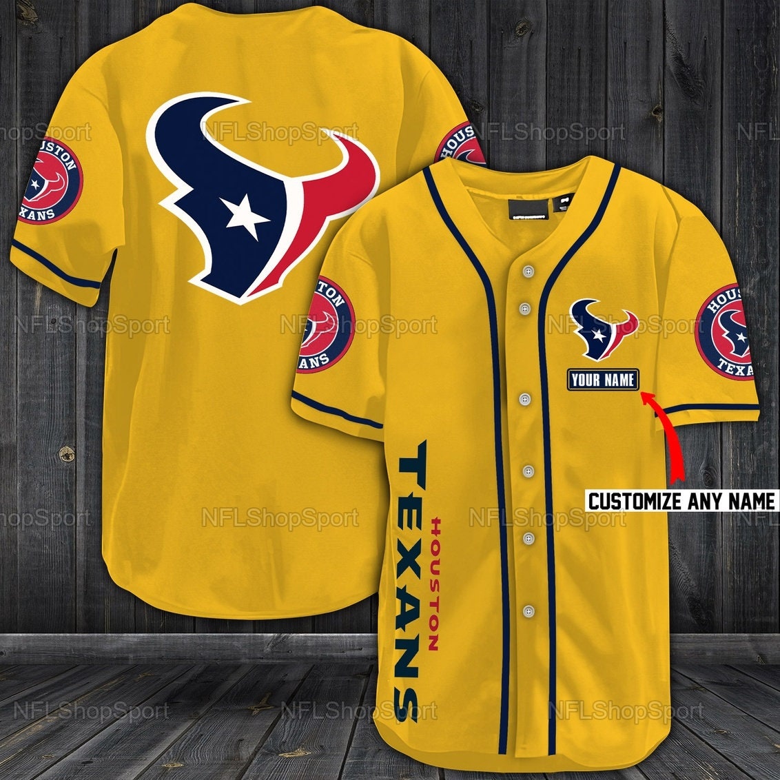 Personalized Houston Texans NFL Baseball Jersey Customized Etsy