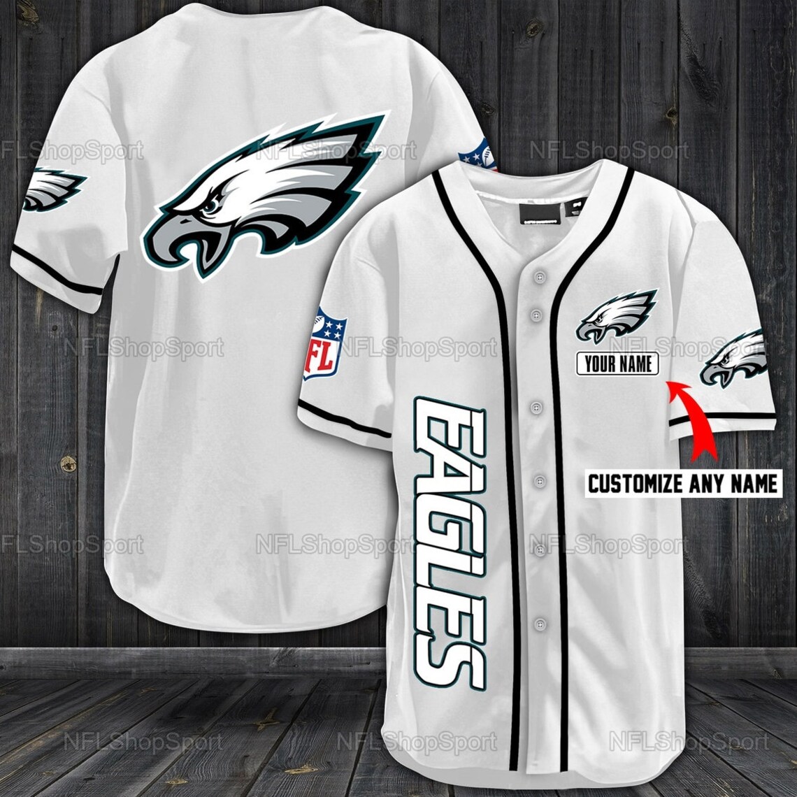 Personalized Philadelphia Eagles NFL Baseball Jersey Etsy