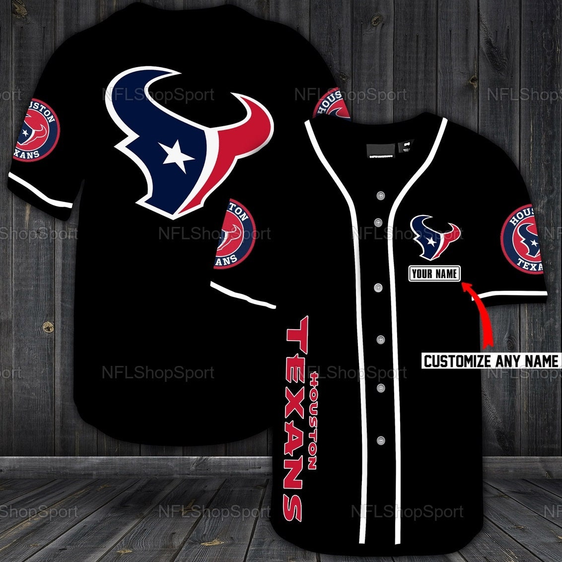 Personalized Houston Texans NFL Baseball Jersey Customized Etsy
