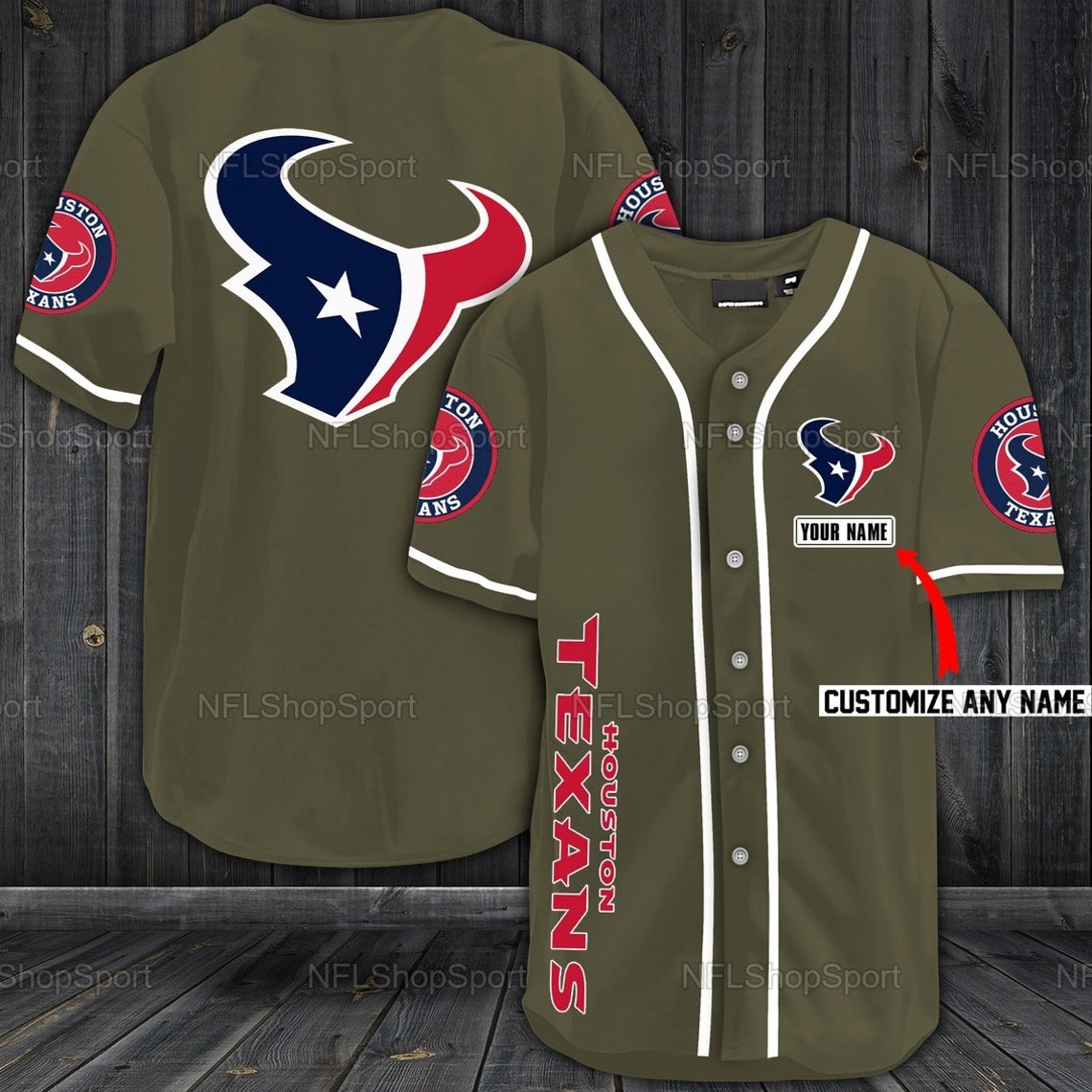 Personalized Houston Texans NFL Baseball Jersey Customized Etsy