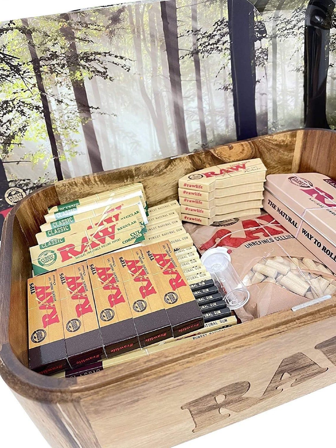 Wooden Cache Rolling Box Set with Tray and Cover Etsy