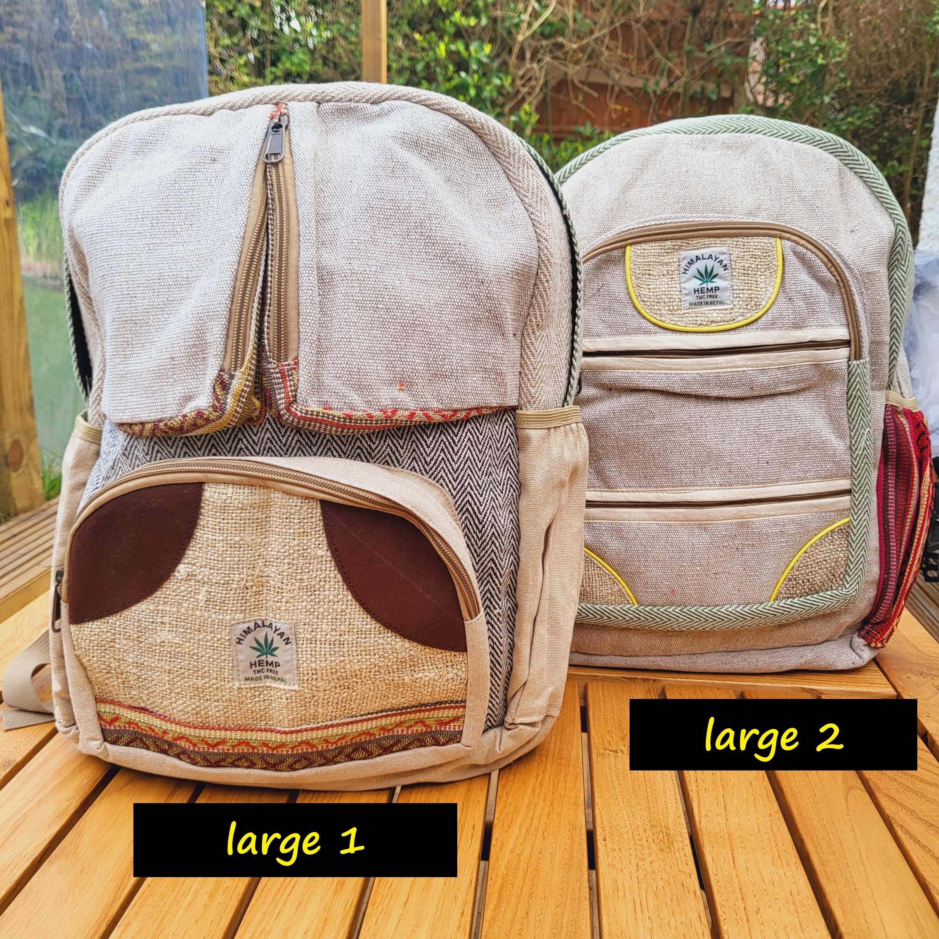 Handmade Hemp Backpack Nepal Fair Trade Hiking Boho Colorful Gorpcore School Bag Mushroom Print Hemp Mini Backpack - Nepalese Handmade Bag  main image 3