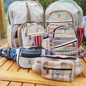 Himalayan Hemp Backpack: Fair Trade Nepal Boho Hiking Bag