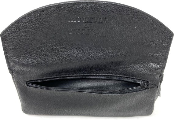 wilsons of sharrow tobacco pouch Genuine Leather Pipe With 2 ZIPS and Button SHARROW Genuine Leather Button Rolling