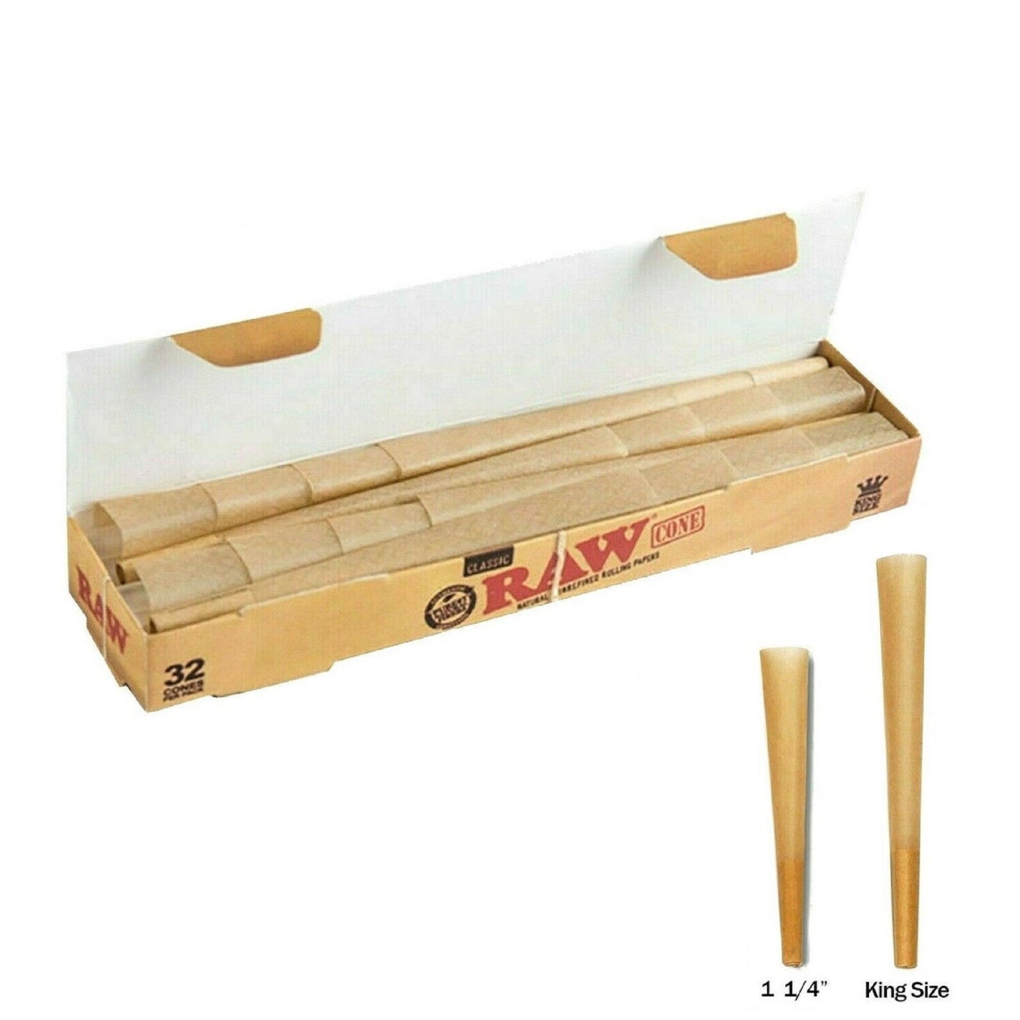 RAW Classic & Organic King Size 1/14 Cones Mega Pack 32 Cones Etsy