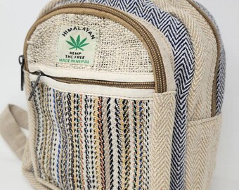 Medium Himalayan Hemp Backpack: Nepal Fair Trade Boho Hiking 