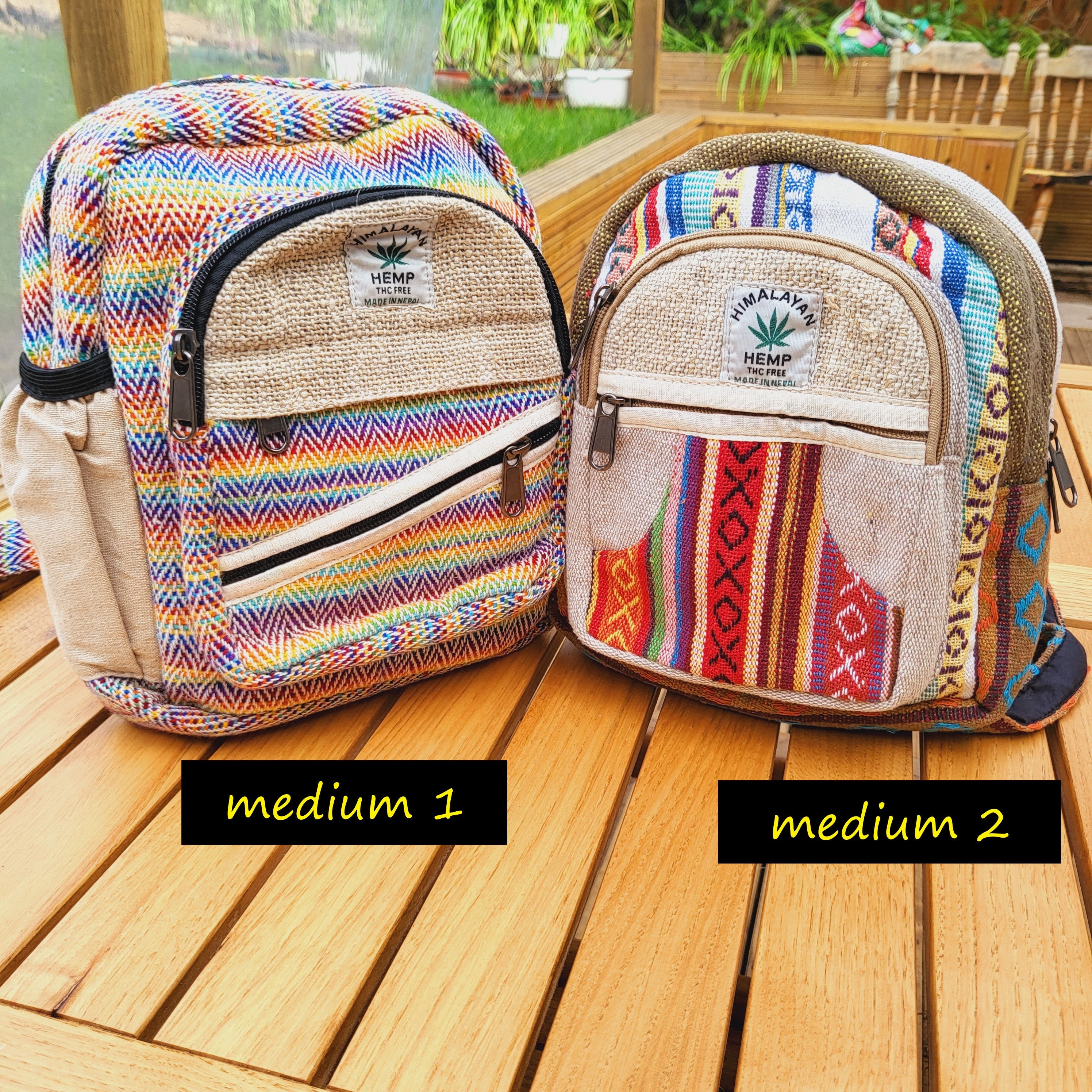 Himalayan Hemp Backpack: Fair Trade Nepal Boho Hiking Bag - Etsy display picture 1