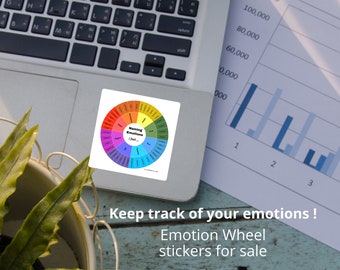 Emotion Wheel Stickers | Naming Feelings Wheel | 48 Emotions | quality vinyl stickers | social emotional learning and therapist tools