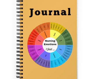 Mindfulness Journal | Self Care Journal | Mood Tracker | Spiral Notebook | Emotions Wheel | Dot Journal