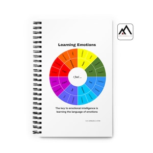 Learning Emotions Spiral Notebook | Bullet Journal Mental Health Wellness | 24 Emotions