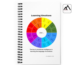 Learning Emotions Spiral Notebook | Bullet Journal Mental Health Wellness | 24 Emotions