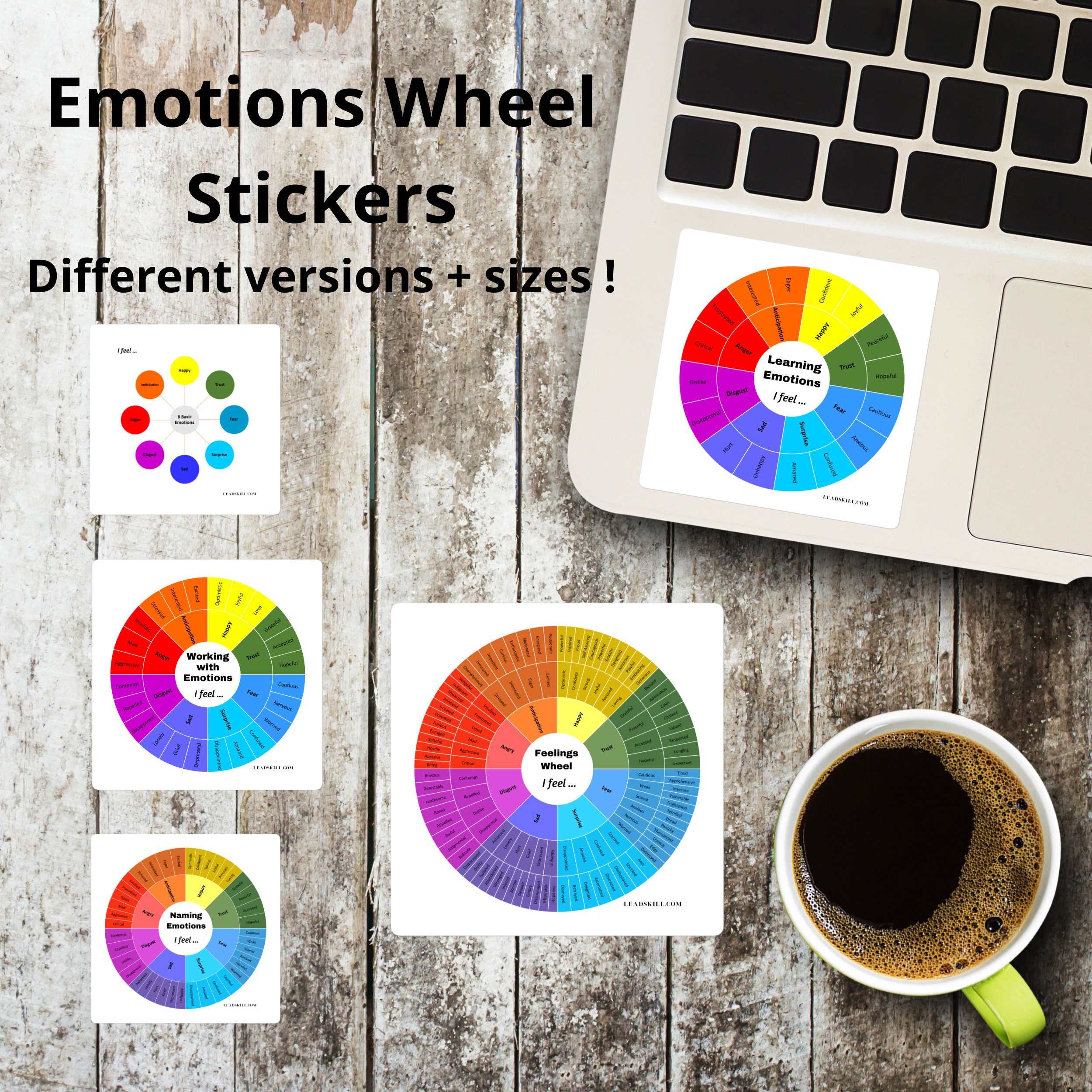 Feelings Wheel Stickers | 128 Emotion Chart - Etsy