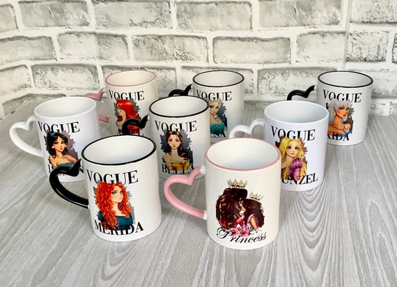 Ceramic Disney Princess Mugs, Heart Shaped Handle Coffee Mugs, Disney Mugs,  Princess Mugs, Mugs, Gifts for Her, Gifts for Kids, Coffee Cup 