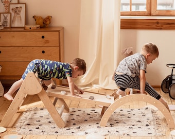 Montessori Set Of Three Items, Foldable Triangle + Climbing Arch + Climbing Ladder/Slide, Climbing Triangle, Montessori Furniture