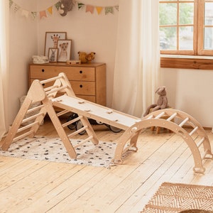 Climbing Triangle Set, Step Triangle + Climbing Arch + Climbing Ramp, Toddler Climber, Climbing Triangle, Montessori Furniture, Toddler Gym