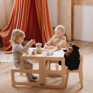 Torre de aprendizaje pino macizo en madera natural Montessori. TOWER