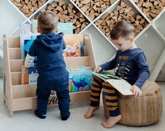 Grote Montessori boekenplank, houten boekenplank, moderne boekenplank, kindermeubilair, montessori meubels, kinderboekenplank, kinderboekenopslag