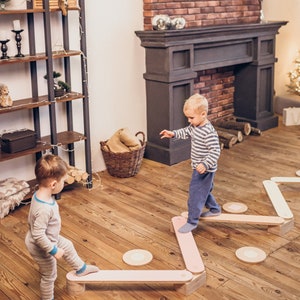Set of 2 Items, Balance Beam, Montessori Toy, Toddler Gift, Montessori Furniture, Waldorf Toy, Balance Beam Montessori, Wooden Toy