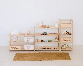 モンテッソーリおもちゃ棚、子供用収納、モダンなおもちゃ棚